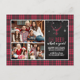 Postal ¡Oh Deer Qué Año! Foto de festividad de 3 fotogr