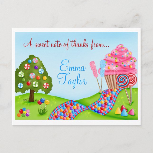 Postal Oh dulces pasteles de tierra de caramelo y chupete (Anverso)