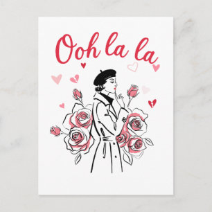 Postal Oh La La Chica de París - Estética Romántica Franc