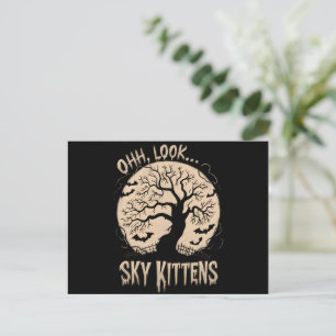 Postal Oh Mira Gatitos Del Cielo Halloween Murciélagos Di