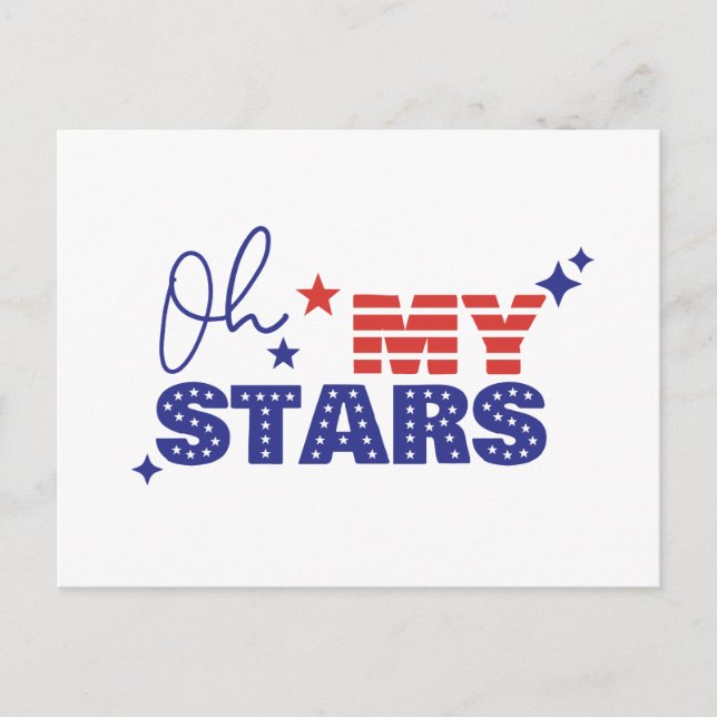 Postal Oh mis estrellas bandera de EEUU (Anverso)