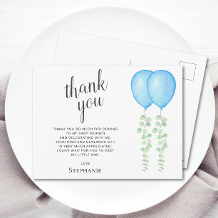 Postal Oh Niños Globos Azules Gemelos Baby Shower Gracias