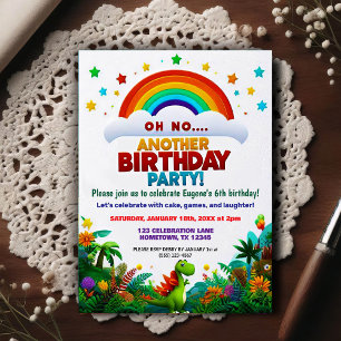 Postal ¡Oh No! Otra fiesta de cumpleaños con tema de dino