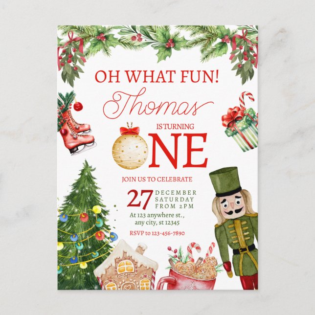 Postal Oh Qué Diversión Cumpleaños De Invierno De Navidad (Anverso)