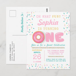 Postal Oh Qué Diversión Donut Cumpleaños Primera Fiesta