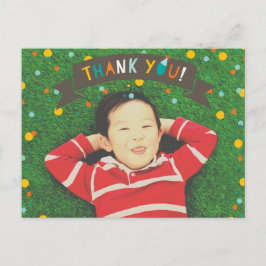 Postal Oh Qué Divertido Confetti Boy Birthday Gracias Fot