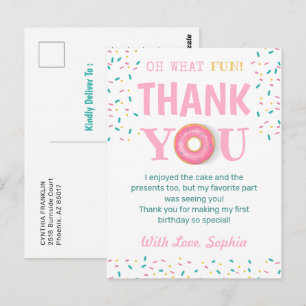 Postal Oh Qué divertido Donut Fiesta de Cumpleaños Gracia