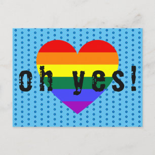 Postal Oh sí corazón arcoíris Orgullo LGBT
