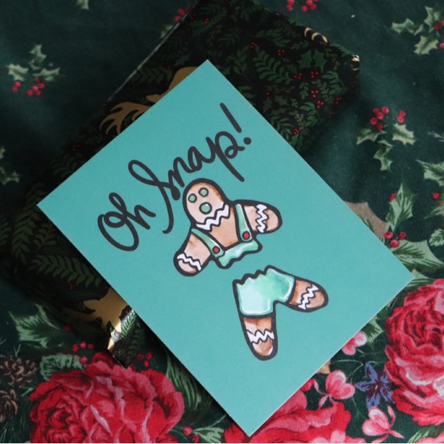 Postal Oh Snap Gingerbread Hombre Navidades de arte Humor (Subido por el creador)