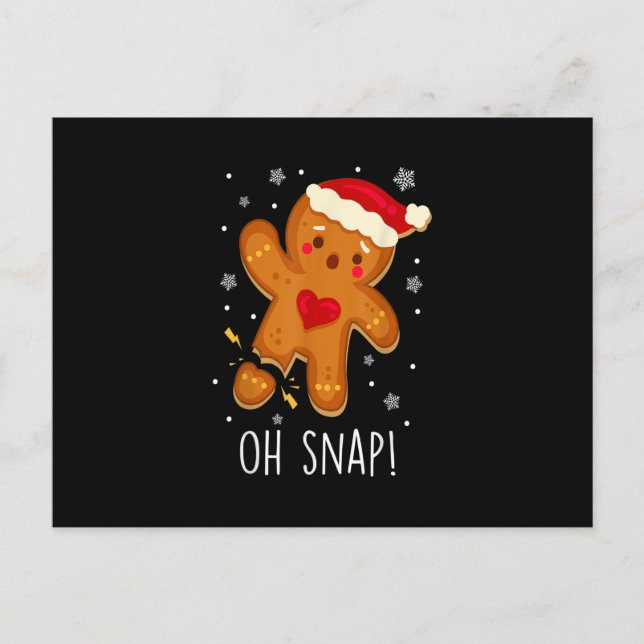 Postal Oh Snap Gingerbread Man Navidades Familia Santa Ha (Anverso)