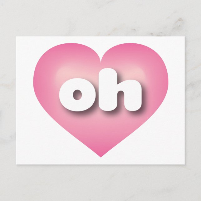 Postal Ohio corazón rosado desvanecido - Amo oh (Anverso)
