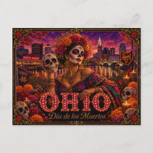 Postal Ohio Día de los Muertos Retro
