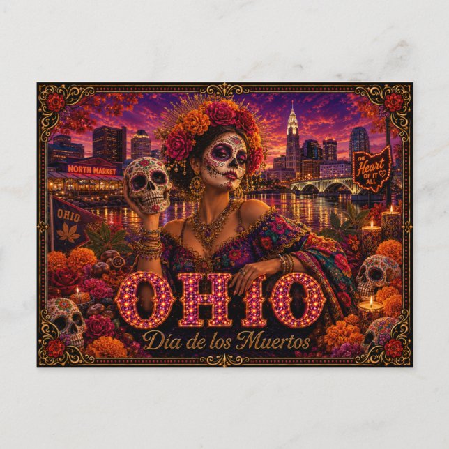 Postal Ohio Día de los Muertos Retro (Anverso)