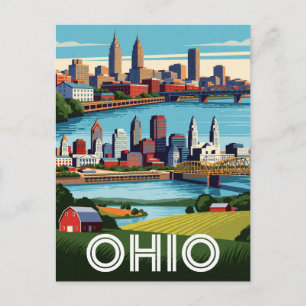 Postal Ohio EE. UU. Ciudades del lago Erie y viajes por e
