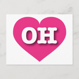 Postal Ohio Hot Pink Heart - Amo OH