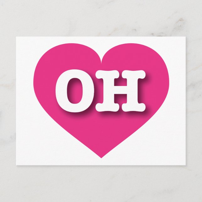 Postal Ohio Hot Pink Heart - Amo OH (Anverso)