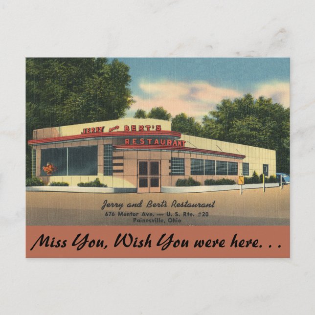 Postal Ohio, Jerry & Bert's Restaurant, Painesville (Anverso)