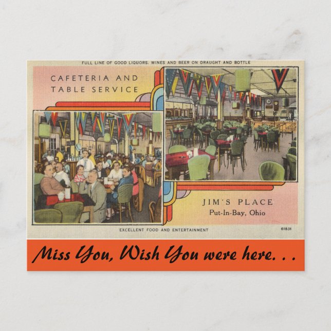 Postal Ohio, Jim's Place Cafeteria, Put-In-Bay (Anverso)