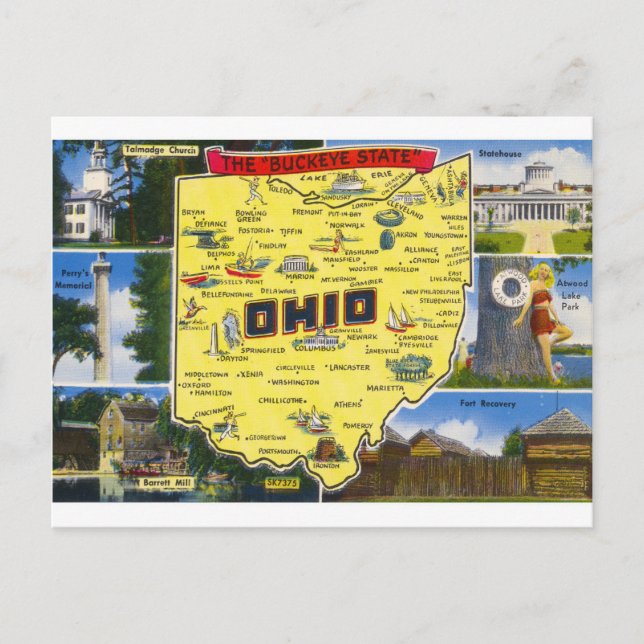 Postal Ohio La cosecha del estado de Buckeye (Anverso)
