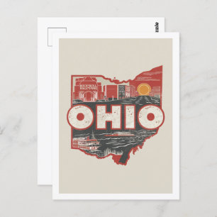 Postal Ohio Retro diseño de viajes Icónico Estados Unidos