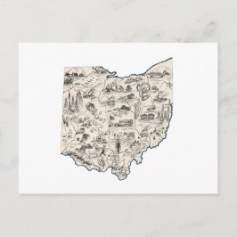 Postal Ohio Vintage Picture Map Antiguo Buckeye State
