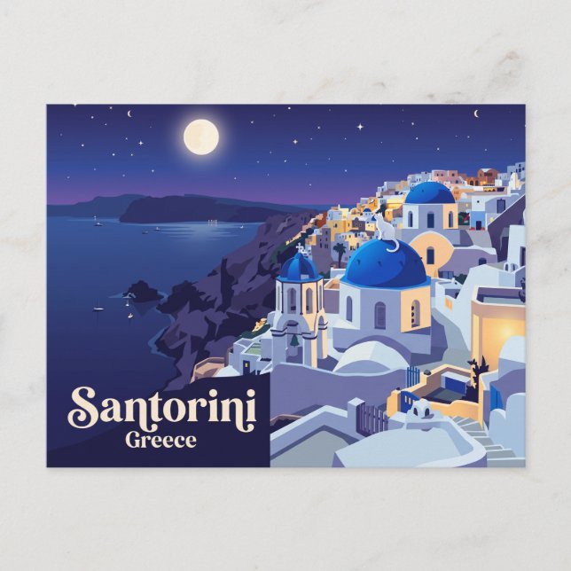 Postal Oia, Santorini Grecia (Anverso)