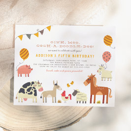 Postal Oink Moo Cock-a-doodle-doo Fun Farm Birthday Party