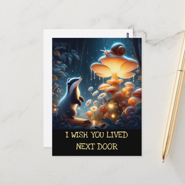 Postal Ojalá vivieras al lado del Museo Badger Snail (Anverso/Reverso In Situ)