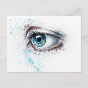 Postal Ojo azul lloroso (Tristeza, simpatía y depresión)