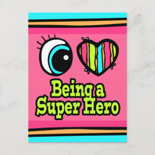 Postal Ojo Brillante Corazón Amo Super Héroe