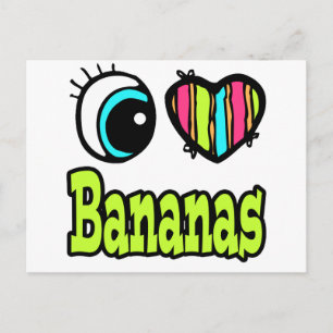 Postal Ojo Brillante Corazón Me Encantan Las Bananas