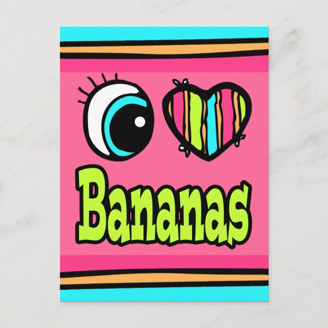 Postal Ojo Brillante Corazón Me Encantan Las Bananas (Anverso)