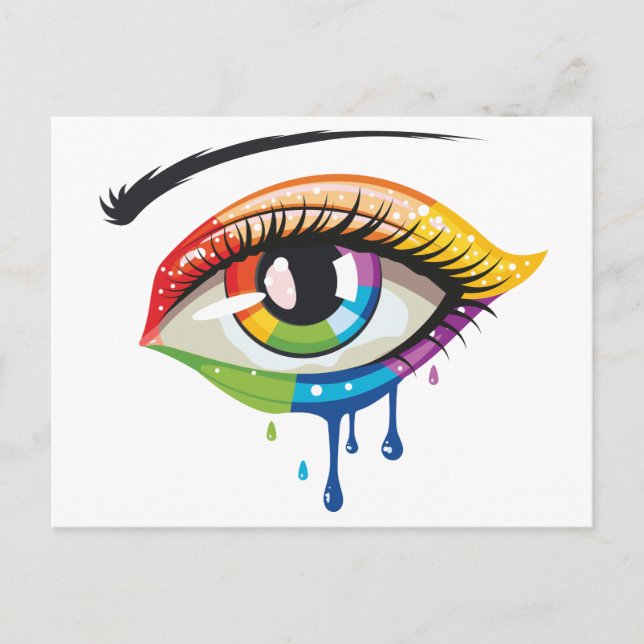 Postal Ojo de colores arcoiris (Anverso)
