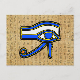 Postal Ojo De Horus Azul En Jeroglíficos