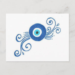 Postal ojo malvado azul redondo