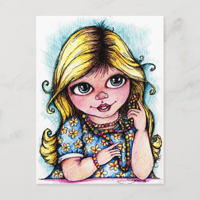 Postal Ojos brillantes y cuentas hermosas (Anverso)