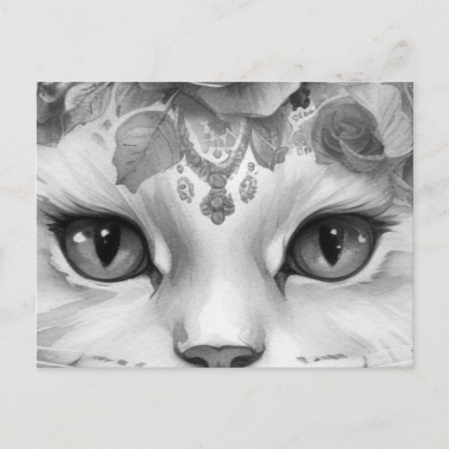 Postal Ojos de gato cortos en tonos grises (Anverso)