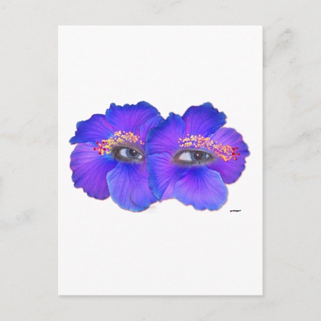 Postal Ojos de Hibiscus - Azul (Anverso)