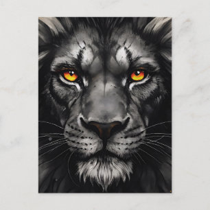 Postal Ojos de Infierno Retrato del Rey León Negro