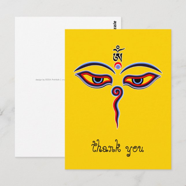 Postal Ojos de la Sabiduría del Buda - ojos del templo de (Anverso / Reverso)