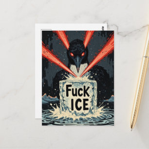 Postal Ojos de láser enojados MN Loon derritiendo hielo T