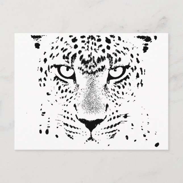 Postal Ojos de leopardo blanco y negro (Anverso)