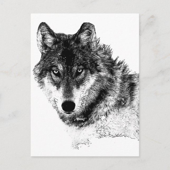 Postal Ojos de lobo Inspirador blanco negro (Anverso)