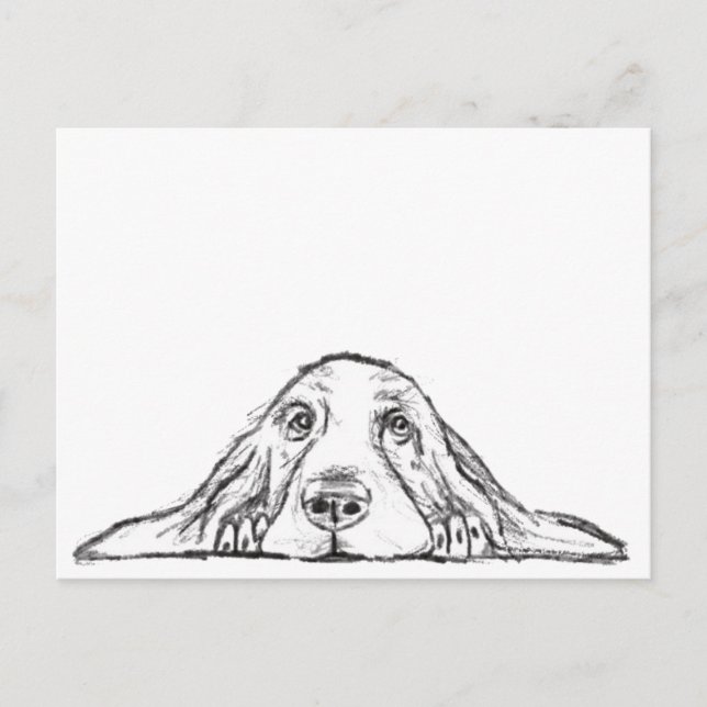 Postal ojos de perrito simple blanco negro (Anverso)