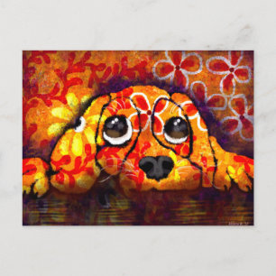 Postal Ojos de perro de pipa sincera abstracción Naranja