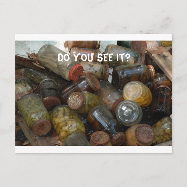 Postal Ojos enlatados ¿Lo ves? (Anverso)