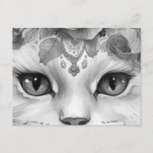 Postal Ojos lindos de gato en tonos de gris