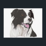 Postal ojos negros y blancos de color marrón<br><div class="desc">Este diseño presenta mi dibujo de un color de borde blanco y negro,  basado en mi propio gitano mascota.  Es una pose característica,  mostrando su cara desde un lado,  jadeando en la anticipación de un juego,  también reflejada en sus gentiles ojos marrones.</div>