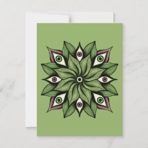 Postal Ojos psicodélicos Mandala - Patrón floral trippy