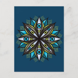 Postal Ojos Raros Con Doble Flor De Iris Mandala
